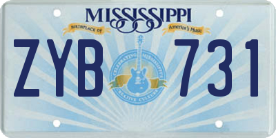 MS license plate ZYB731