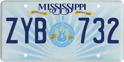 MS license plate ZYB732