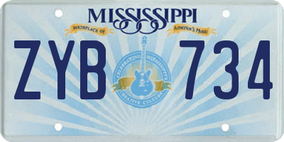 MS license plate ZYB734