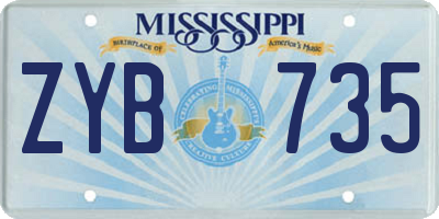 MS license plate ZYB735