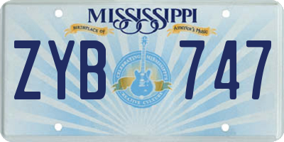 MS license plate ZYB747