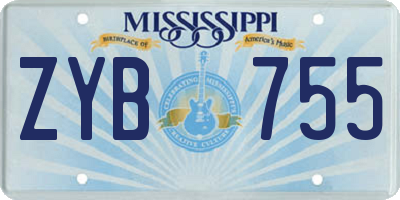 MS license plate ZYB755