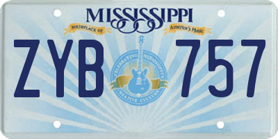 MS license plate ZYB757