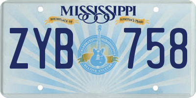MS license plate ZYB758