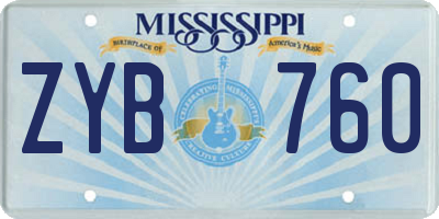 MS license plate ZYB760