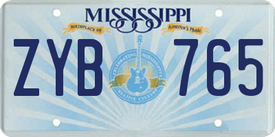 MS license plate ZYB765