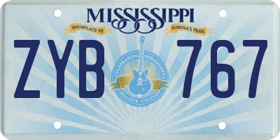 MS license plate ZYB767