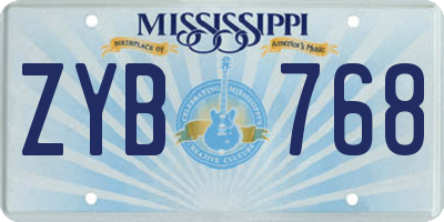 MS license plate ZYB768