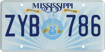 MS license plate ZYB786