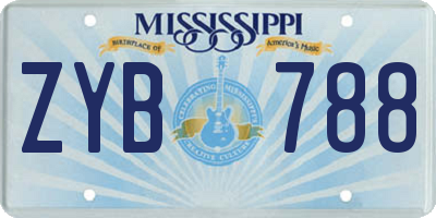 MS license plate ZYB788
