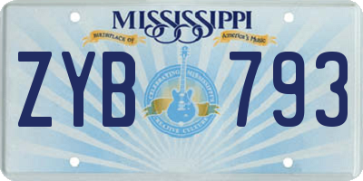 MS license plate ZYB793