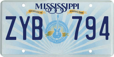 MS license plate ZYB794