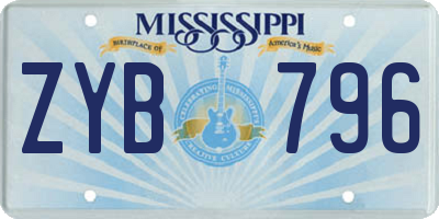 MS license plate ZYB796