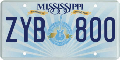 MS license plate ZYB800