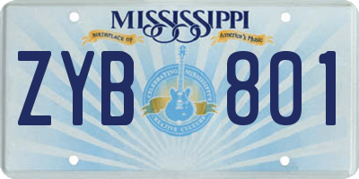 MS license plate ZYB801