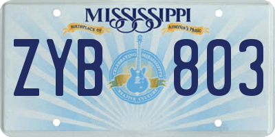 MS license plate ZYB803