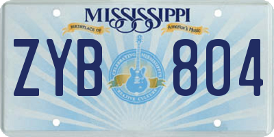 MS license plate ZYB804