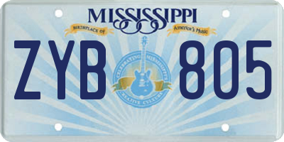 MS license plate ZYB805
