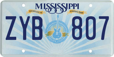 MS license plate ZYB807