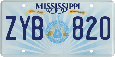 MS license plate ZYB820
