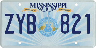 MS license plate ZYB821
