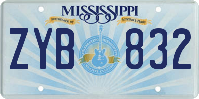 MS license plate ZYB832