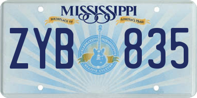 MS license plate ZYB835