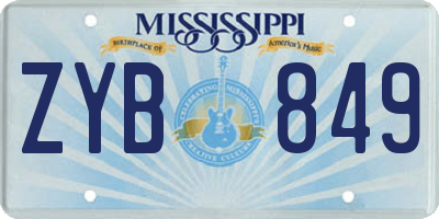 MS license plate ZYB849
