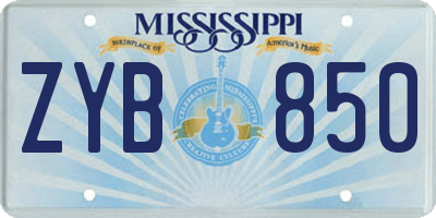 MS license plate ZYB850