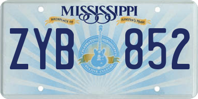 MS license plate ZYB852