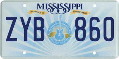 MS license plate ZYB860