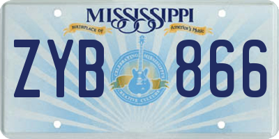 MS license plate ZYB866