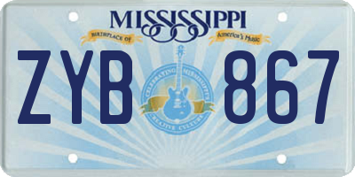 MS license plate ZYB867