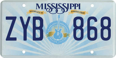MS license plate ZYB868