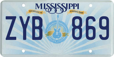 MS license plate ZYB869