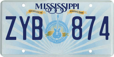 MS license plate ZYB874