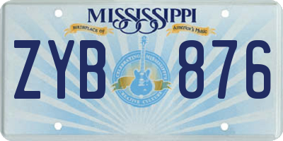 MS license plate ZYB876