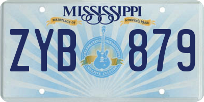 MS license plate ZYB879