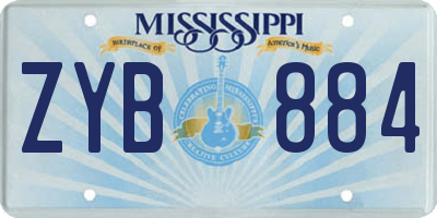 MS license plate ZYB884