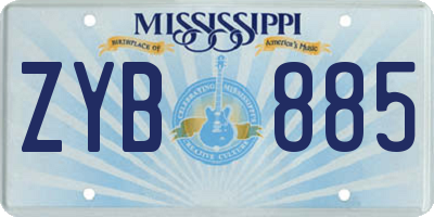 MS license plate ZYB885
