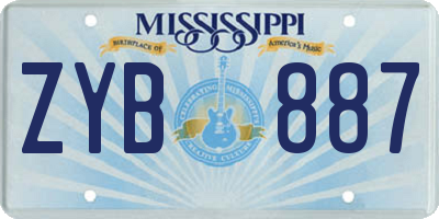 MS license plate ZYB887