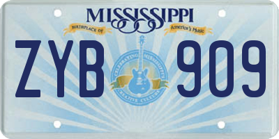 MS license plate ZYB909