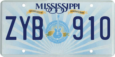 MS license plate ZYB910