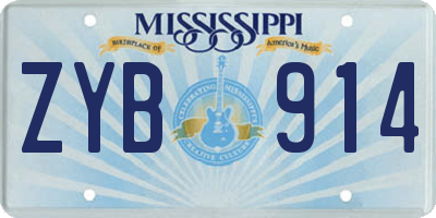 MS license plate ZYB914