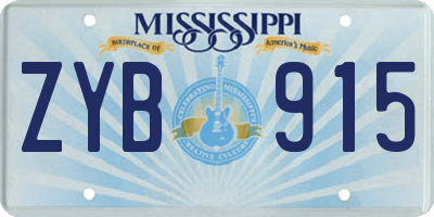 MS license plate ZYB915