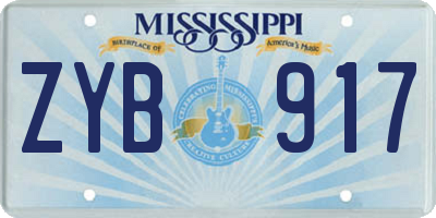 MS license plate ZYB917