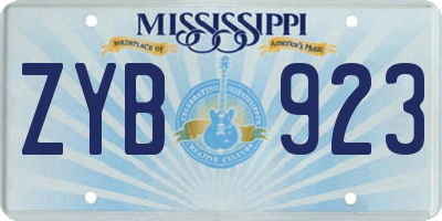MS license plate ZYB923