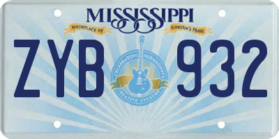 MS license plate ZYB932