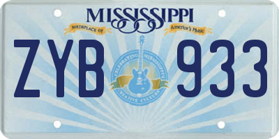 MS license plate ZYB933