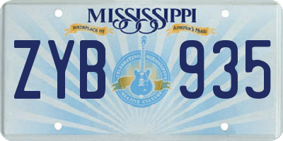 MS license plate ZYB935
